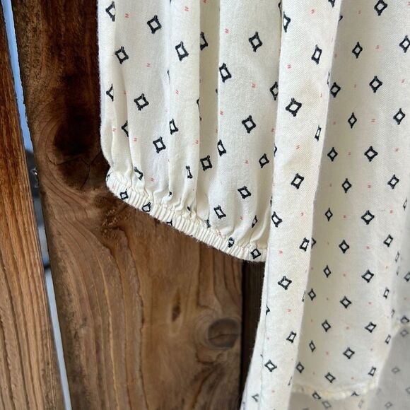 Roxy tunic dress hi-lo cream blue semi-sheer long sleeve India Sz Small - Picture 5 of 9